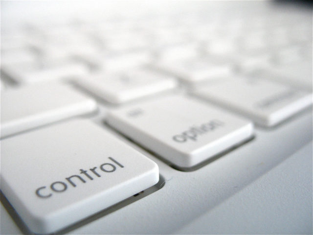 Close-up on a computer keyboard. Only the Control button is in focus.